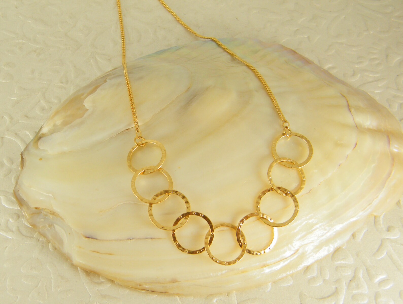 Gold Plated Necklace, Circle Necklace, Gold Necklace, Women Necklace