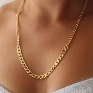 Gold necklace, Gold chain, Big statement necklace, Gold plated big necklace, Bridesmaid necklace, Gift for her, Boho chic necklace