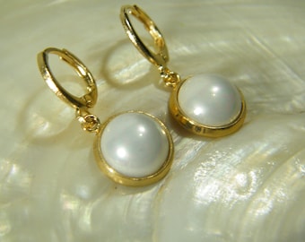 Gold Pearls bridal earrings
