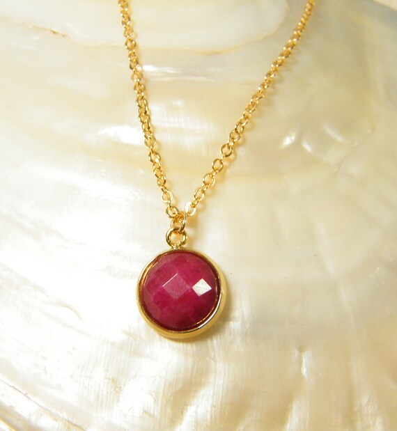 Ruby Necklace Gold Gem Stone - Ruby Gemstone Pendant