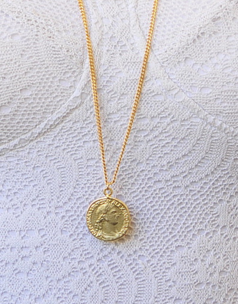 Gold Coin Necklace Long Chic Necklace Vintage Style - Etsy