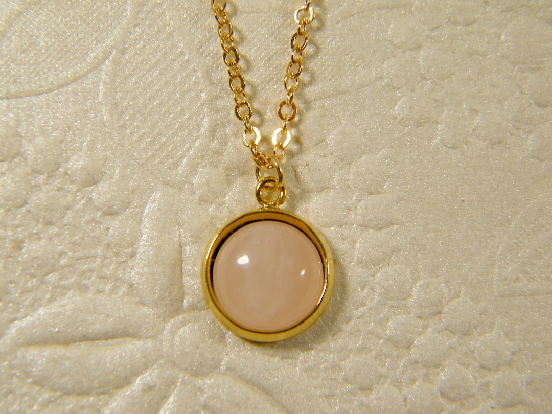 Pink Gold Necklace Rose Quartz Pendant Gold Filled Necklace Etsy
