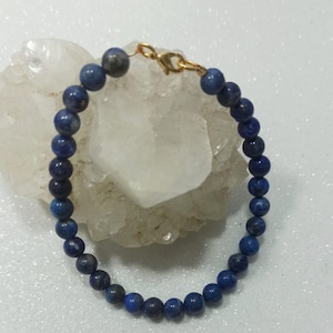 lapis lazuli beaded bracelet, Blue gem stone unisex bracelet