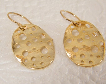 Gold dangle oval earrings