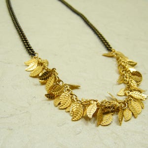 Gold black leafs Statement necklace