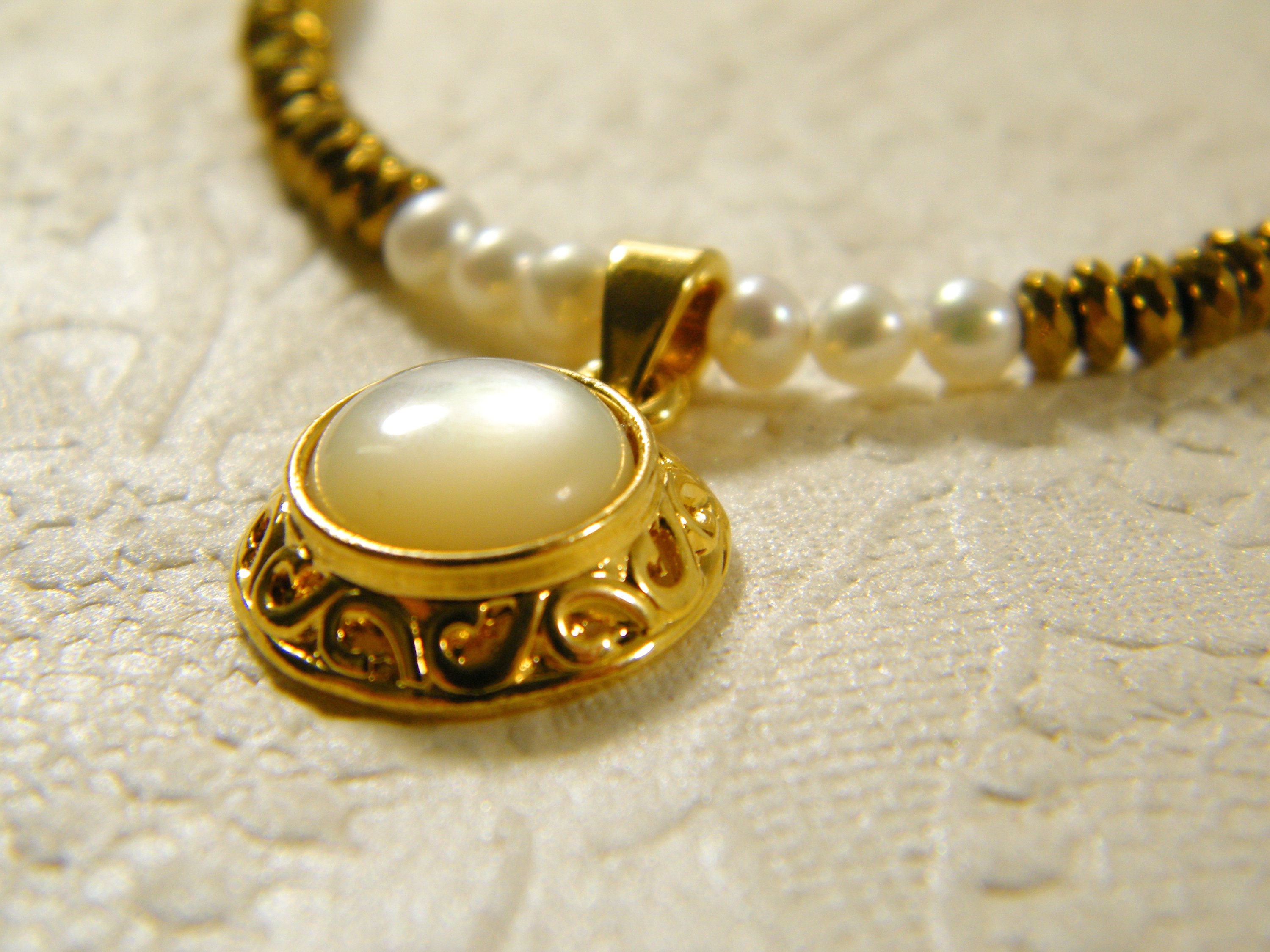 Hematite Necklace, Pearls Necklace, Beaded Necklace, Wedding Necklace ...