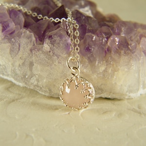 Pink rose quartz sterling silver necklace