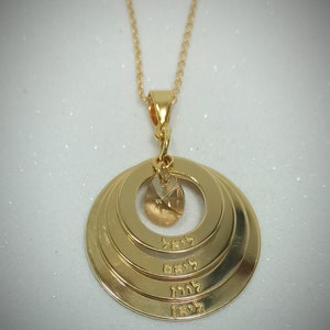 Engraving circle necklace, Mother engraving necklace, Family necklace, Children Name Rings pendant