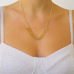 Gold necklace, Fish bone chain, Statement necklace, Women necklace, Classic necklace, Bridesmaid necklace, Gift for her, Bride jewelry