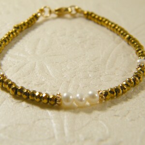 Gold hematite  pearls bracelet