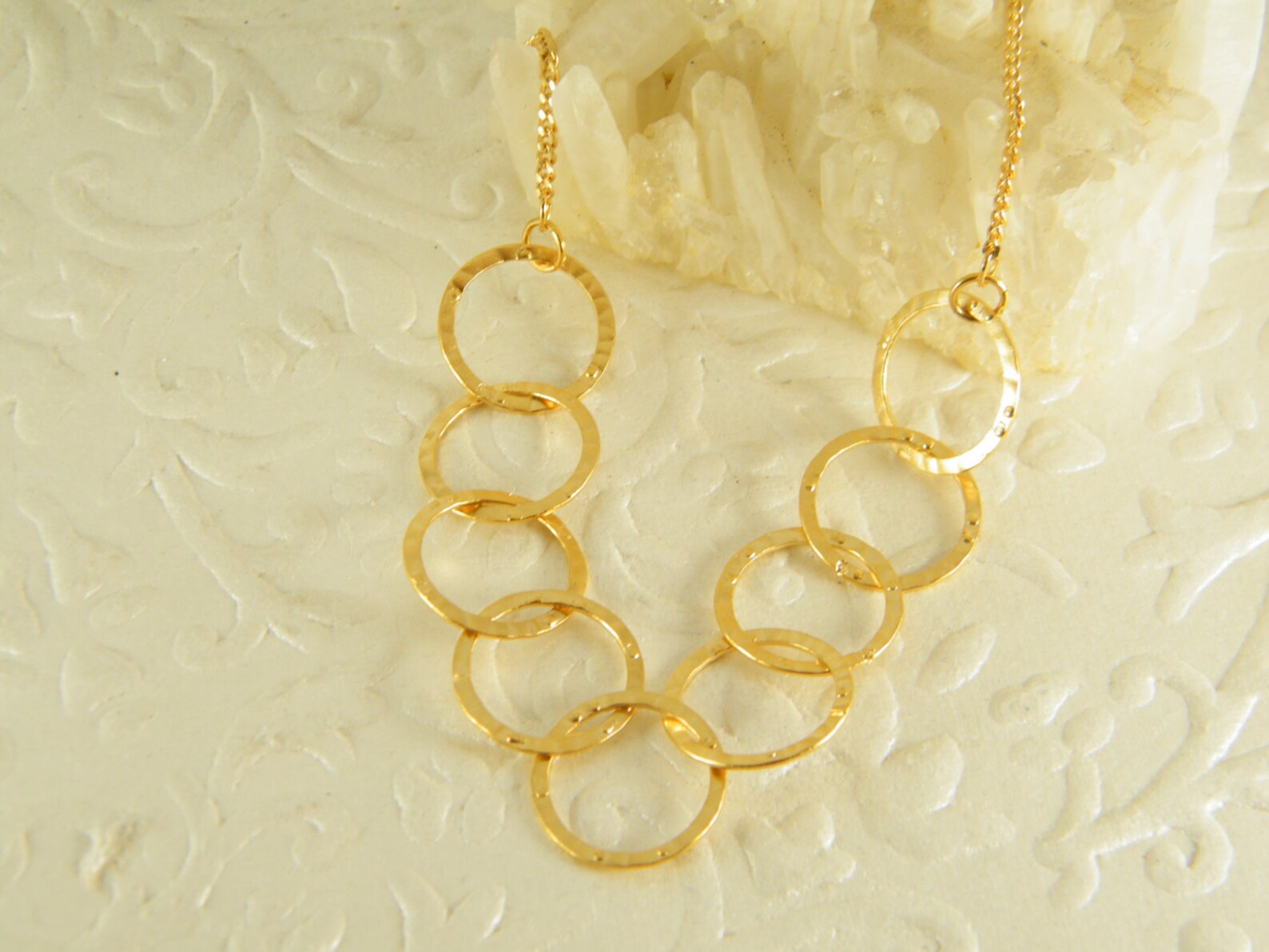 Gold Plated Necklace, Circle Necklace, Gold Necklace, Women Necklace