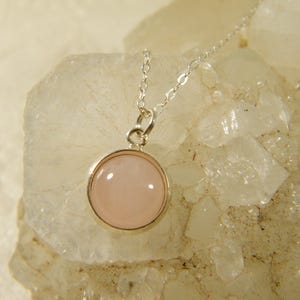 Rose quartz necklace, Silver necklace, Apricot pink pendant, Gem stone necklace, Gift for her, Birthstone necklace, Rose quartz jewelry
