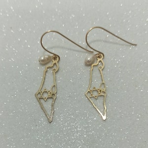 Israel Karte gold gefüllt baumeln Ohrringe Magen David Schmuck