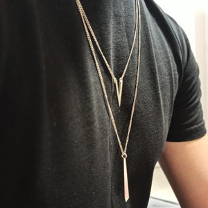 Herren Silber Halskette, 2er Set Halsketten, Herren Schmuck, Geschenk für ihn, Anhänger Halskette