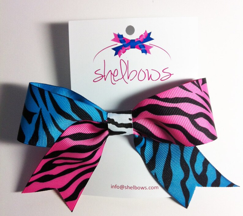Pink and Blue Tigerstripe Hair Bow Etsy