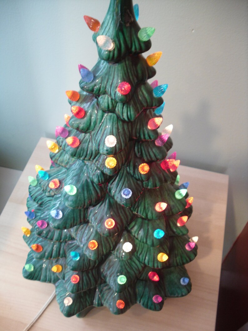 Vintage Ceramic Christmas Tree 19 Lighted Music Box Etsy