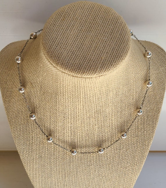 Vintage Sterling Silver beads necklace 925 chain