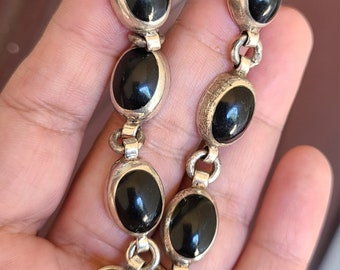 Vintage Sterling Silver 950 Mexico Onyx Bracelet