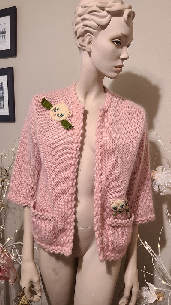 vintage 60s cardigan sweater wool dusty rose by Et