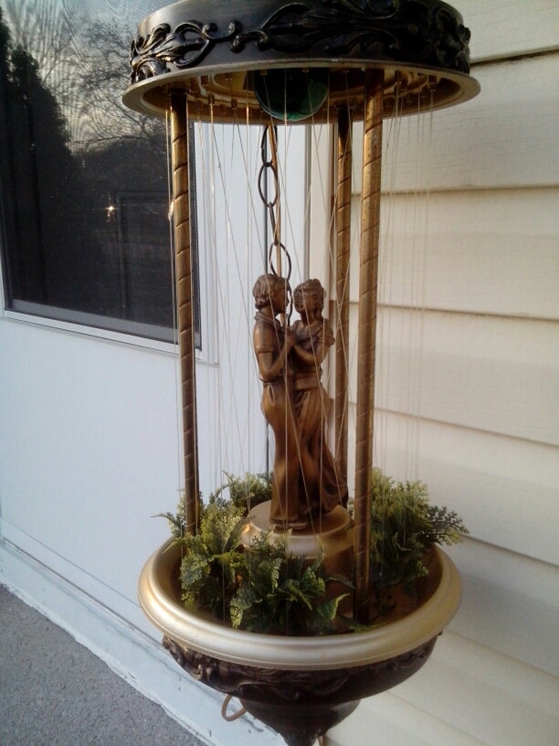 Large vintage oil rain lamp a couple dancing Etsy