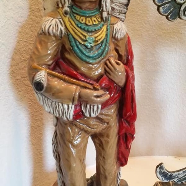 Vintage Indian Chief Chalkware Tobacco Store Statue