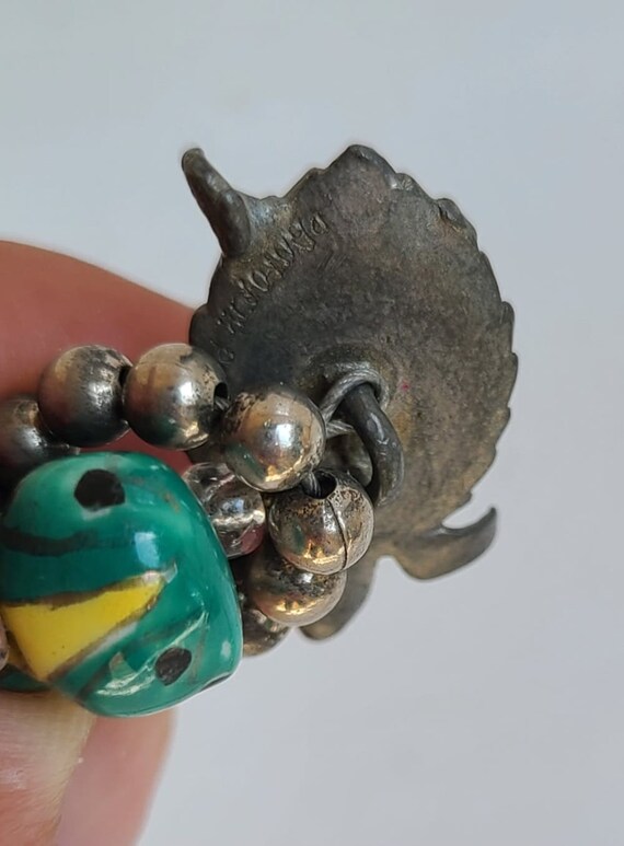 Vintage glass beads & sterling silver cat bead br… - image 3