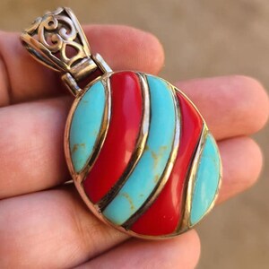 Large 16.2 grams Sterling Silver 925 Gemstone Accent Pendant