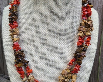 Beautiful natural stones chips strands necklace