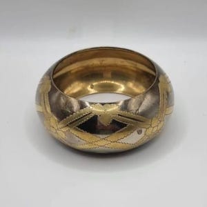 Vintage Brass Wide Bangle Bracelet