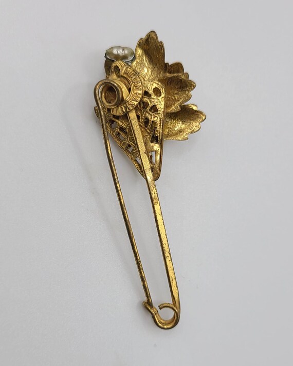 Vintage signed Miriam Haskell safe pin brooch - image 4