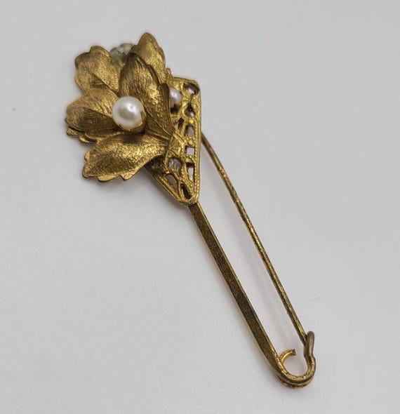 Vintage signed Miriam Haskell safe pin brooch - image 2