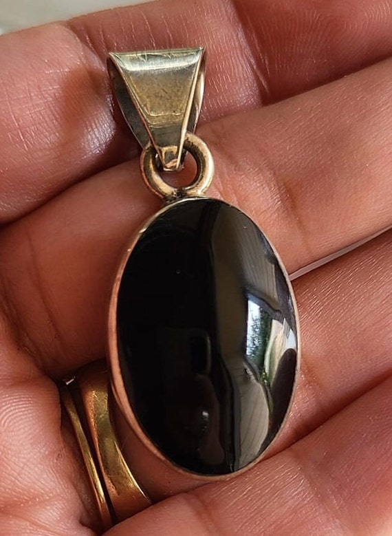 Vintage Sterling Silver Mexico 925 onyx Pendant