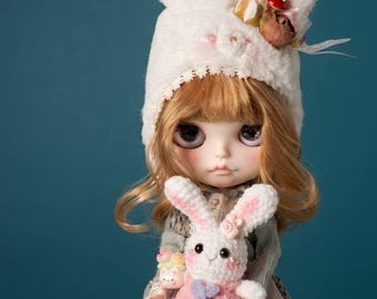 Mascota para muñecas escala 1/6, 1/4, conejito de amigurumi de ganchillo SOLAMENTE mascota de ganchillo