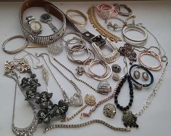 Lote de joyería de moda con diamantes de imitación vintage y modernos de segunda mano