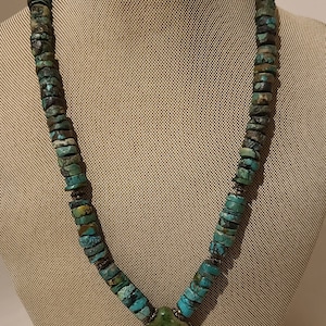Vintage hand made Sliced natural Turquoise Beads Necklace