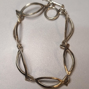 Vintage Sterling Silber Armband Linked Fish gemarkt 925 Bracelet