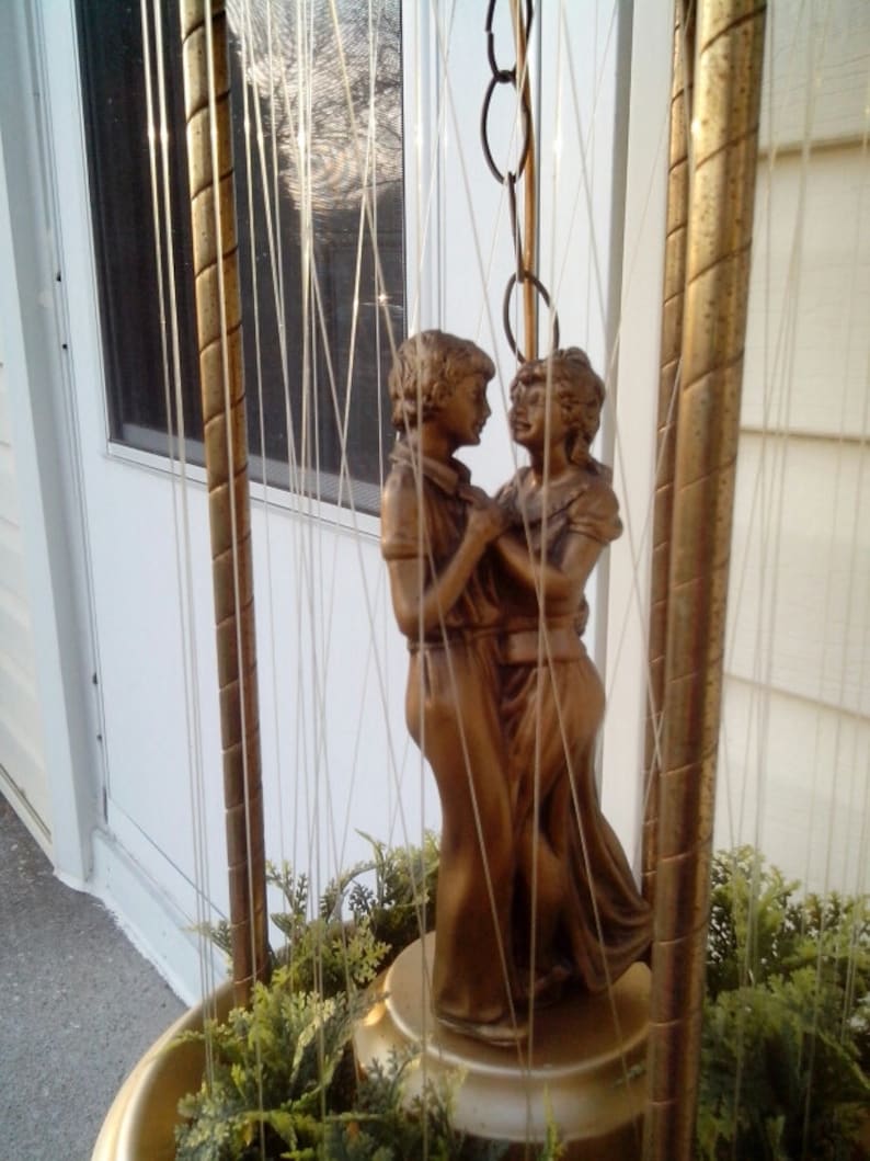 Large vintage oil rain lamp a couple dancing Etsy