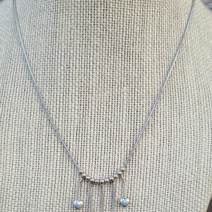 Sterling Silver Necklace chain/5 hearts and beads slide