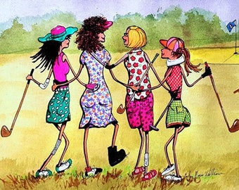 Ladies Golf Note Cards: Funny Injured Golfers, Set of 4