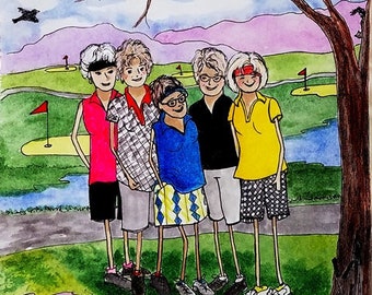 Golf Buddies Note Cards: Ladies Golf Tournament Favors, Set of 8