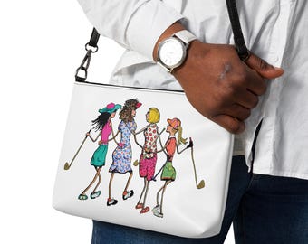 Golf Girls Crossbody Bag: Faux Leather Women's Golf Gift women who golf ladies gift golf print women golf friend gift girlfriends foursome