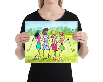 Womens Golf Art Print: Funny Golfer Gift