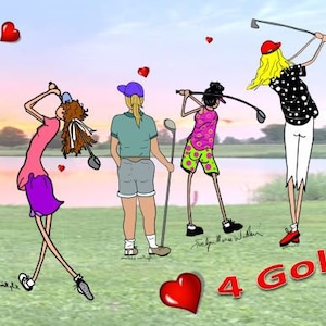 Item golf gift for women HEART for GOLF Note Cards golf notecards set of 4 Women golfers Golf ladies gift golf print girlfriend women golfer