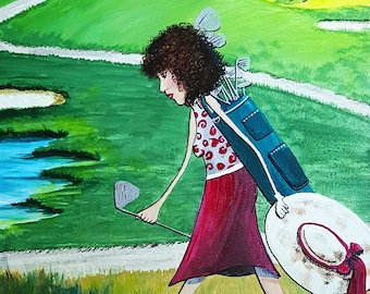 Golf Lady Note Cards: Humorous Women's Golf Art Prints, Set of 4