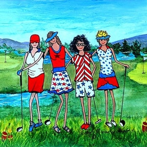 Golf gift for women Patriotic girlfriends GOLF Note Cards set 4 Golf ladies notecards golfing golf gift girlfriends golf women's golf shop