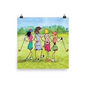 Arte de pared de tienda de golf para mujeres Póster fotográfico en papel GOLF FRIENDS en varios tamaños Regalo de golf de formato cuadrado para mujeres que golfizan Arte Regalo para mujeres Arte