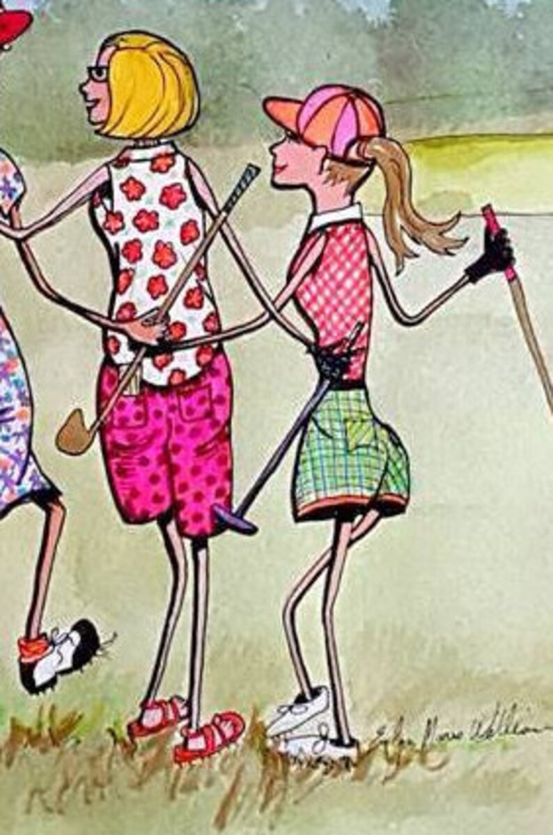 Friends GOLF Mini print Golf ladies golfing art print foursome | Etsy