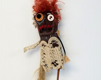 Cute Monster doll art doll handmade brown monster doll original rag doll Creepy rag doll OOAK art doll Oddity doll creepy cute fabric doll