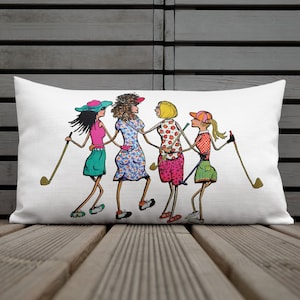 Golf Friends Premium Pillow golf gifts for women golfers 3 sizes 2 colors golf decor women who love golf prizes golf tournament gifts golf