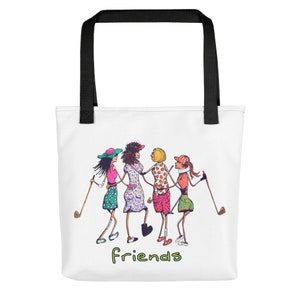 Women's Golf Friends Tote Bag: Golfer Gift women who golf ladies gift golf print women golf friend gift girlfriends foursome golf bag